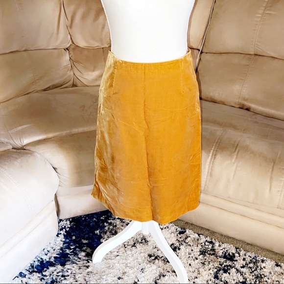 LOUIS VUITTON Velvet Mustard Yellow Pencil Skirt - Picture 1 of 7
